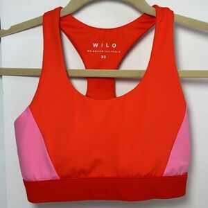 Wilo Sports Bra Anthropologie Womens‎ XS Pink Bright Orange Padded